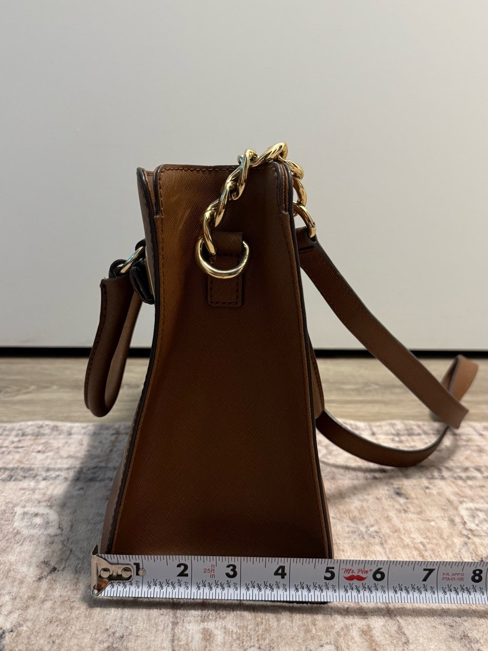 Michael Kors Brown Leather Top-Handle Satchel with Gold Hardware - Picture 9 of 11